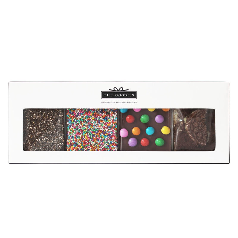 caixa com barras de chocolate 