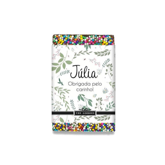 Kit 30 chocolates 25g com rótulo personalizado folhas