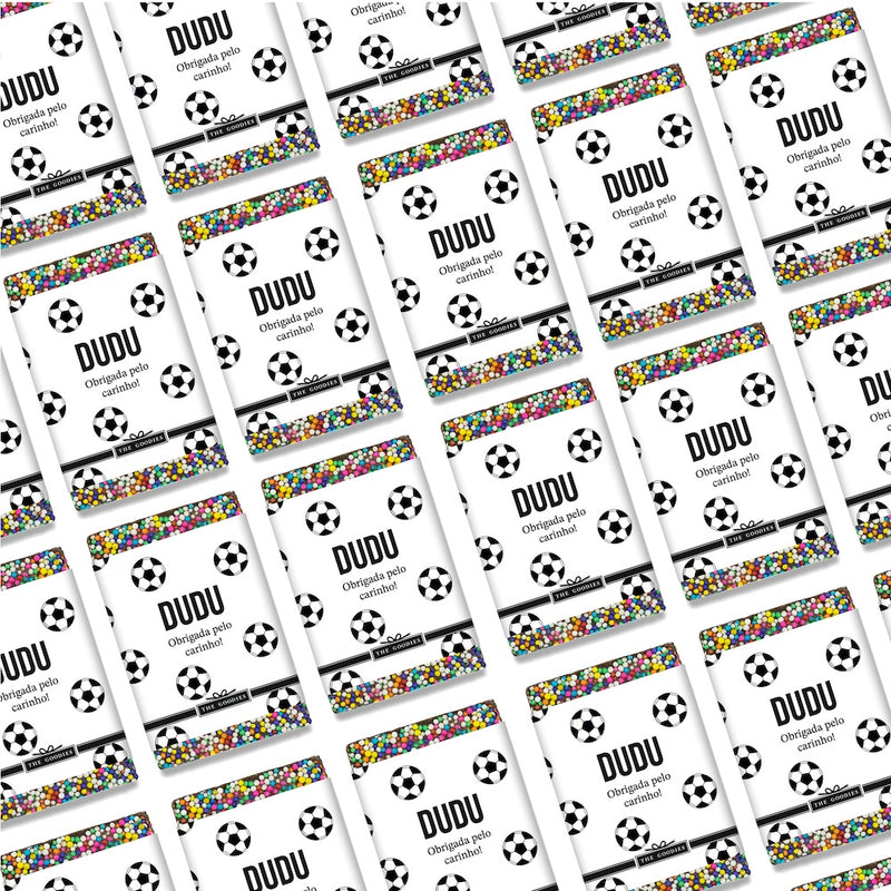 Kit 30 chocolates 25g com rótulo personalizado bola de futebol
