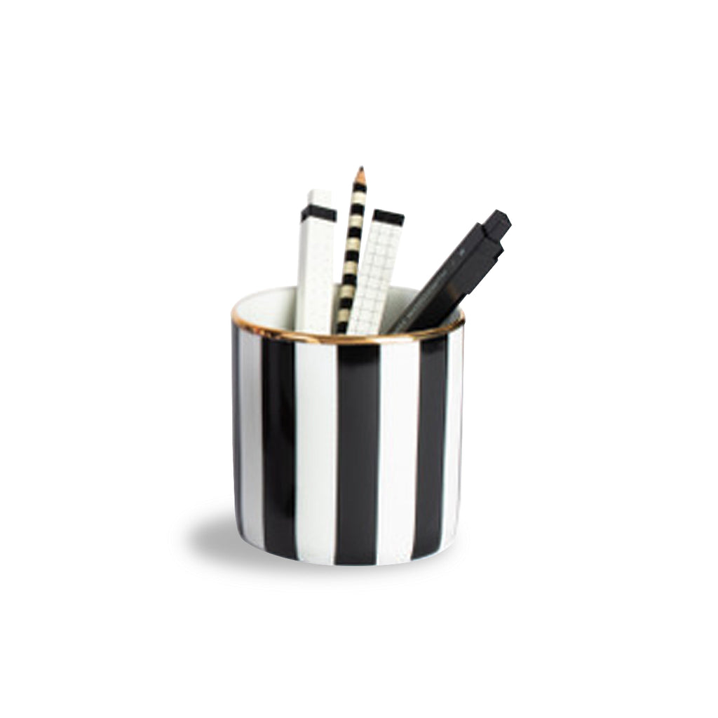 Porta lápis porcelana de listra pretas