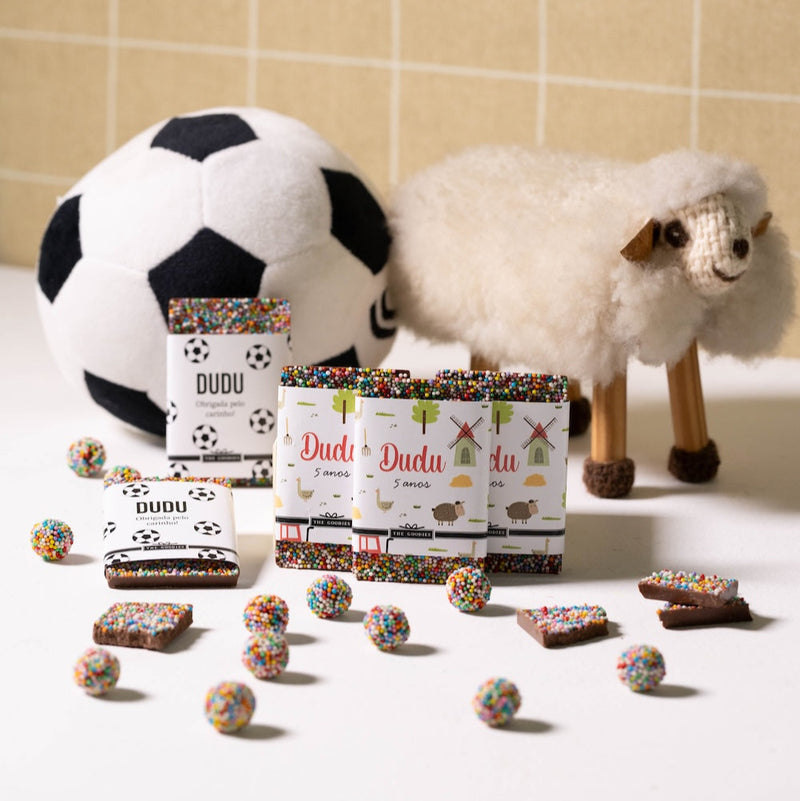 Kit 30 chocolates 25g com rótulo personalizado bola de futebol