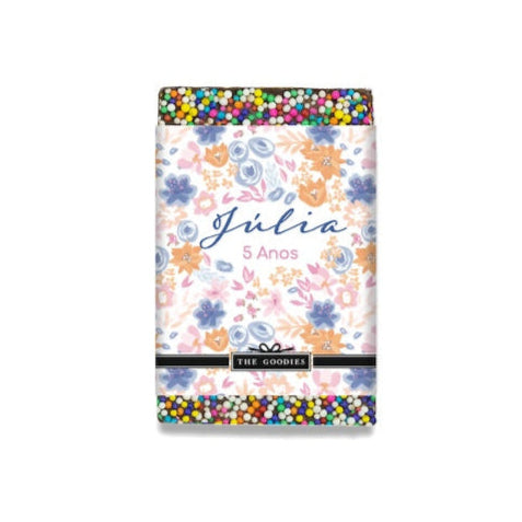 Kit 30 chocolates 25g com rótulo personalizado floral