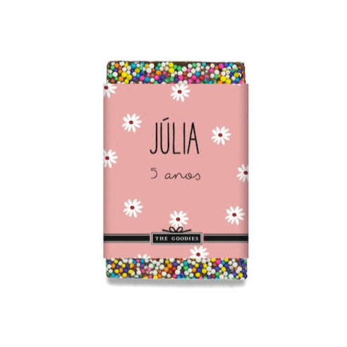 Kit 30 chocolates 25g com rótulo personalizado margaridas
