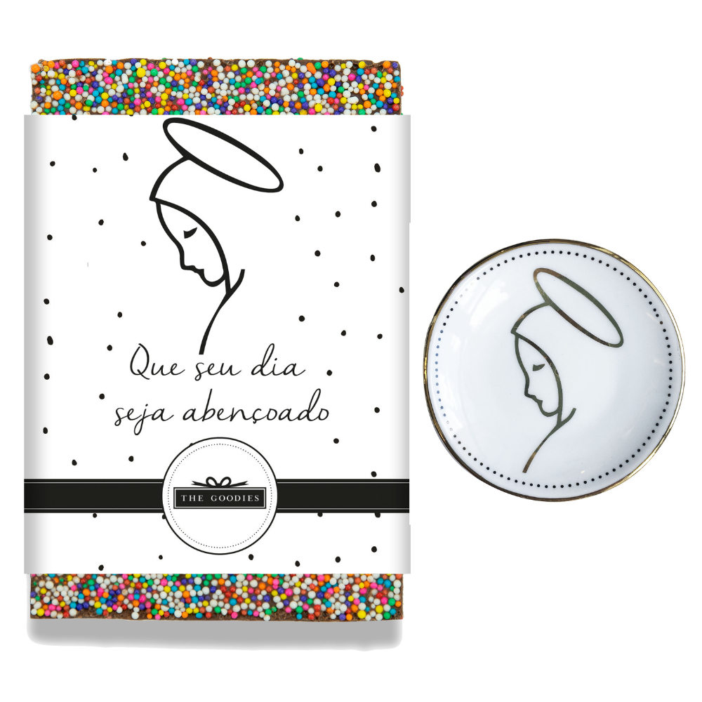 Kit para presente Seja Abençoado com chocolate e pratinho