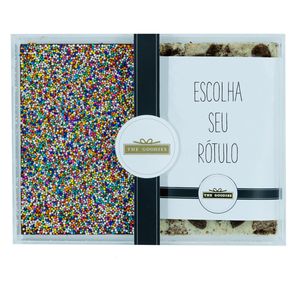 Caixa acrílica p/ 2 chocolates 125g tema variado - The Goodies Brasil