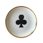 Prato de porcelana com filete dourado naipe paus