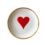Prato de porcelana com filete dourado naipe copas